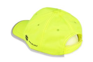 Żółta czapka odblaskowa dla dzieci - przykład nadruku
