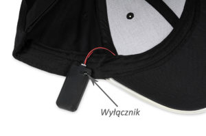 Czarna, bawełniana czapka z daszkiem LED - ściągacz