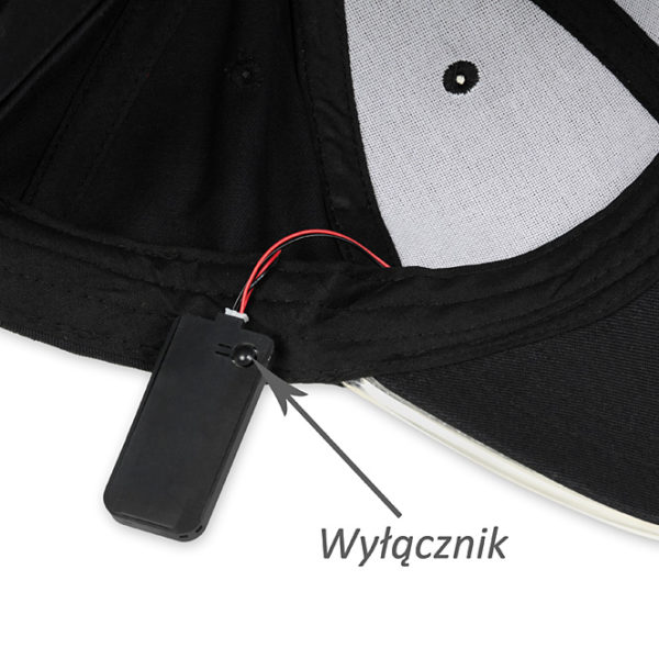 Czarna, bawełniana czapka z daszkiem LED - ściągacz