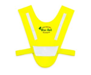 Żółta mini-szelka odblaskowa dla dzieci 2-5 lat - przykład nadruku